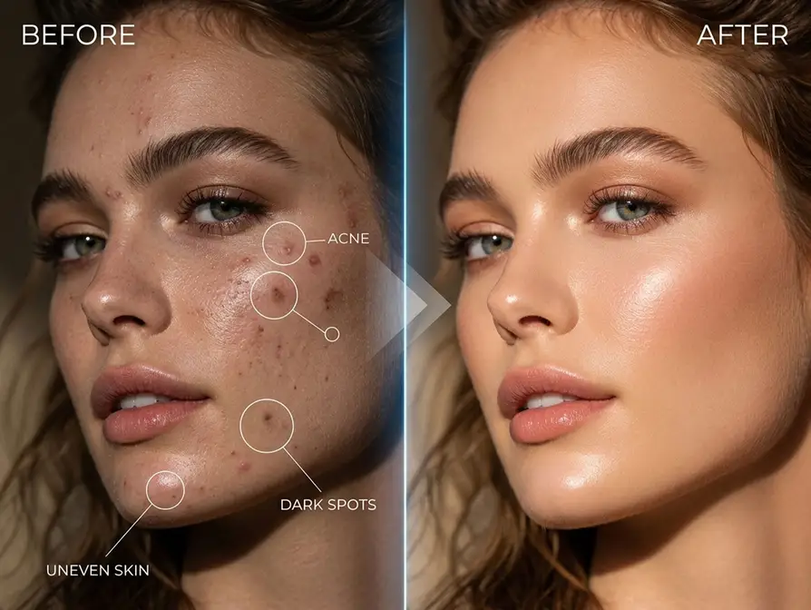 Natural beauty skin retouching